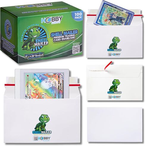 Shell Mailer Trading Card Mailers by Hobby Armor, 7" x 4.35" Trading Card Envelopes for Shipping, Perfect Sized Shipping Envelope for Mailing Semi-Rigid and Toploaders, Protector Supplies, 100 Pack in Saudi Arabia