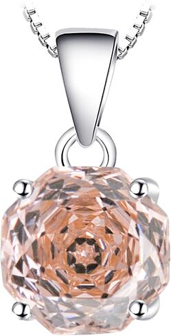 2ct Octagon Cut Morganite & Pink Cubic Zirconia Pendant Necklace - 18 inches 925 Sterling Silver Box Chain for Women, Gift Ready Jewelry in Kuwait