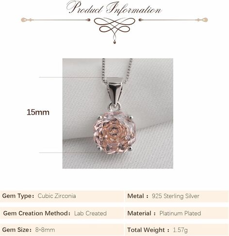 2ct Octagon Cut Morganite & Pink Cubic Zirconia Pendant Necklace - 18 inches 925 Sterling Silver Box Chain for Women, Gift Ready Jewelry in Kuwait