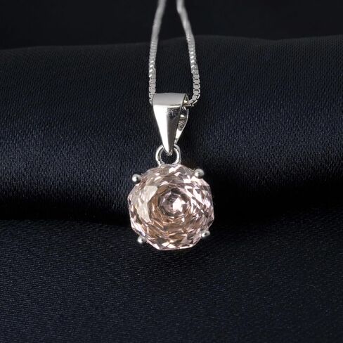 2ct Octagon Cut Morganite & Pink Cubic Zirconia Pendant Necklace - 18 inches 925 Sterling Silver Box Chain for Women, Gift Ready Jewelry in Kuwait