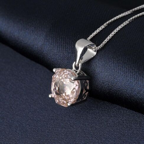 2ct Octagon Cut Morganite & Pink Cubic Zirconia Pendant Necklace - 18 inches 925 Sterling Silver Box Chain for Women, Gift Ready Jewelry in Kuwait