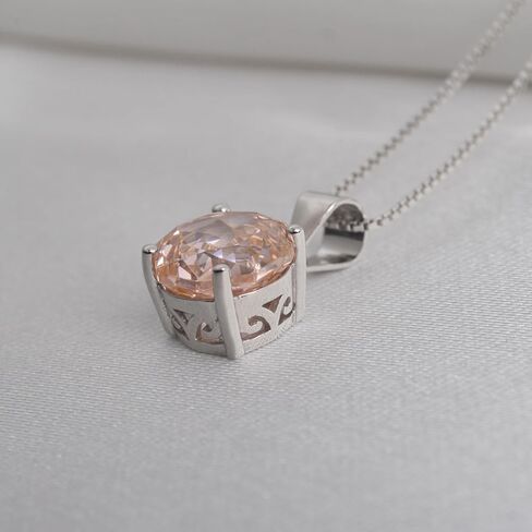2ct Octagon Cut Morganite & Pink Cubic Zirconia Pendant Necklace - 18 inches 925 Sterling Silver Box Chain for Women, Gift Ready Jewelry in Kuwait