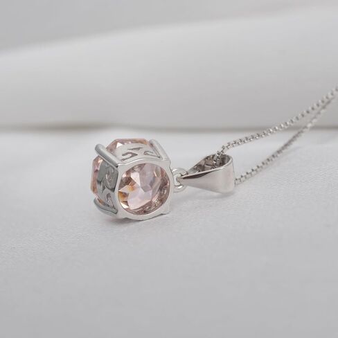 2ct Octagon Cut Morganite & Pink Cubic Zirconia Pendant Necklace - 18 inches 925 Sterling Silver Box Chain for Women, Gift Ready Jewelry in Kuwait
