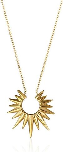 Elegant 18K Gold Plated Necklace for Women Sun Moon Pendant Necklace Boho Vintage Hammered Circle Coin Necklaces for Women Minimalist Spiral Design Prom Birthday Gift for Her Friendship in Kuwait