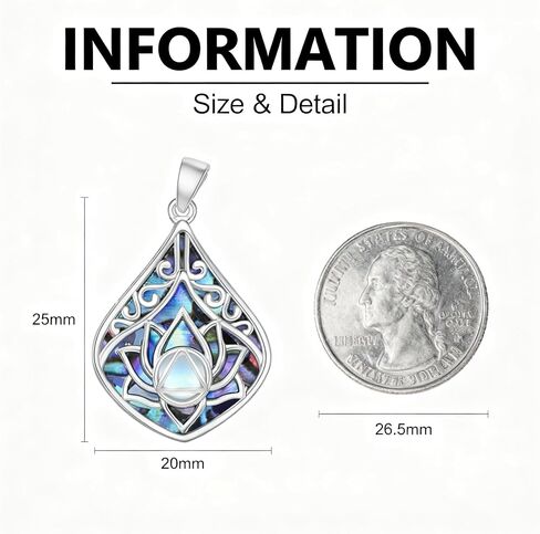 Lotus Teardrop Filigree Necklace 18K White Gold Plated Abalone Shell Moonstone Pendant Necklace Awakening Spiritual Jewelry Gifts for Women in Saudi Arabia