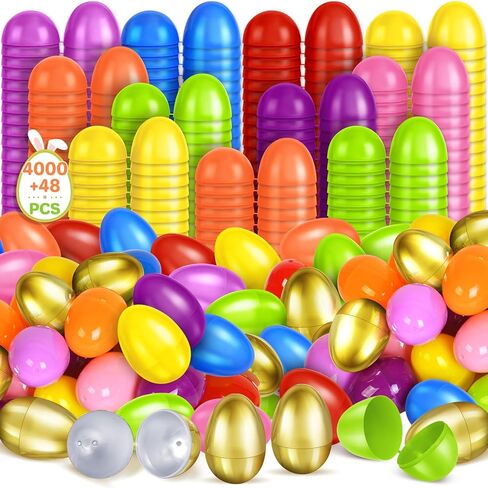 2024Pcs Plastic Easter Eggs 2.3",2000Pcs Fillable Empty Easter Eggs in 8 Colors with 24Pcs Golden Eggs Bulk for Easter Hunt,Basket Stuffers Filler,Easter Party Favor Decor,Classroom Prize,Surprise Egg in Saudi Arabia