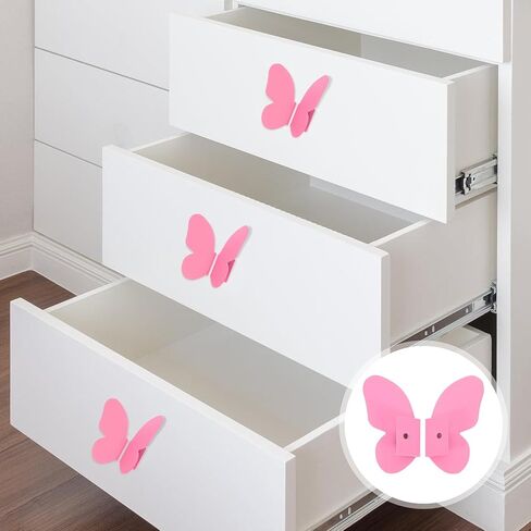 Butterfly Cabinet Drawer Handles and Knobs, Metal Pink Butterfly Pulls for ’ Room Dresser and Kitchen Cabinets, 1 Pair in Kuwait