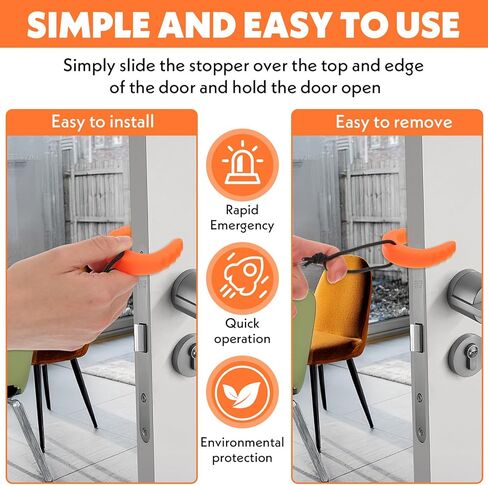 16 Pcs Emergency Door Stops, Police Door Stopper/Jam with Nylon Cord Attachments for Law Enforcement Emergency Medical Services Firefighter Accessories(Black and Orange) in Kuwait