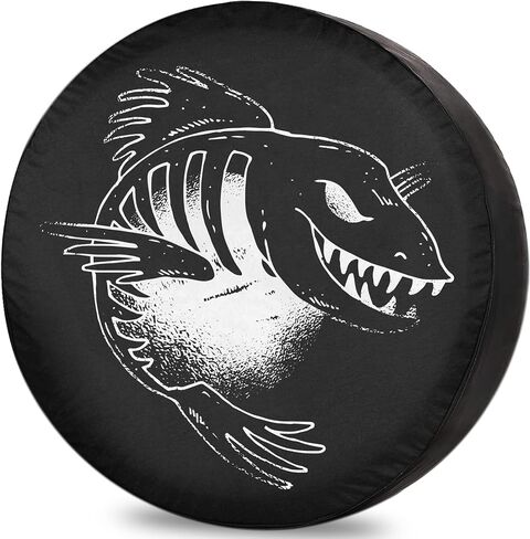 غطاء إطار احتياطي للتخييم غطاء إطار RV للأسماك الداكنة مقاوم للشمس والغبار عالمي للمقطورة SUV Camp Travel Trailer 12 "13" 14 "15" 16 "17 بوصة in Kuwait