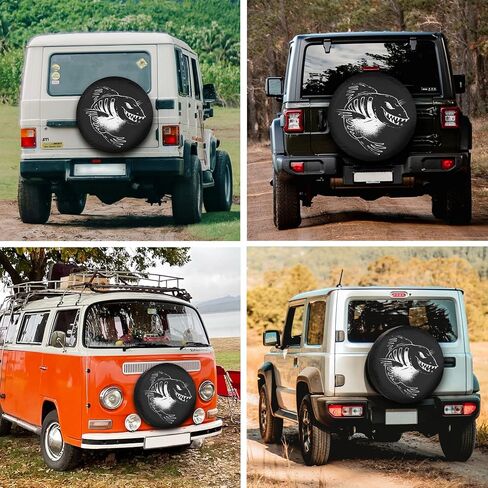 غطاء إطار احتياطي للتخييم غطاء إطار RV للأسماك الداكنة مقاوم للشمس والغبار عالمي للمقطورة SUV Camp Travel Trailer 12 "13" 14 "15" 16 "17 بوصة in Kuwait