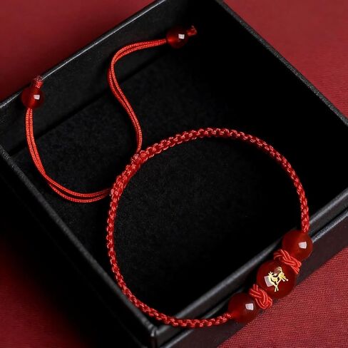 2026 Chinese New Year of The Horse Red String Braided Bracelet, Handwoven Adjustable Horse Charm Bracelets Feng Shui Lucky Amulet Protection Rope Bracelet for Women Unisx New Year Jewelry Gift in Kuwait