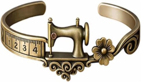 Sewing Machine Bracelet & Ring Set, Vintage Sewing Pendant Jewelry, Antique Bronze Alloy Bracelet & Ring Sewing Enthusiasts in Saudi Arabia
