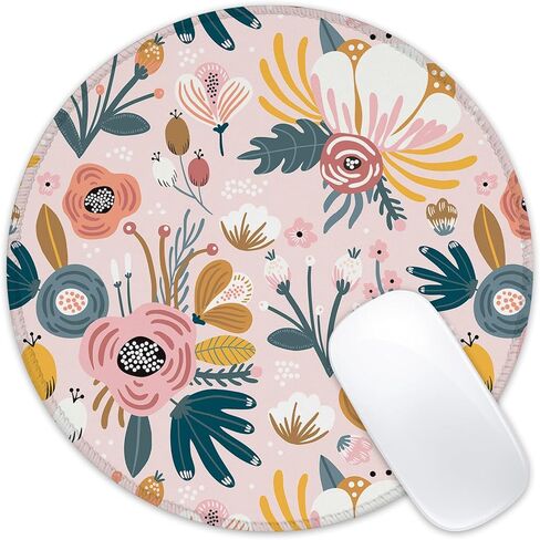 لوحة ماوس دائرية الشكل على شكل زهور مبتكرة، قاعدة ماوس مطاطية غير قابلة للانزلاق مع حافة مخيطة لملحقات مكتب الكمبيوتر المحمول والكمبيوتر اللاسلكي مقاس 8 × 8 بوصات in Kuwait