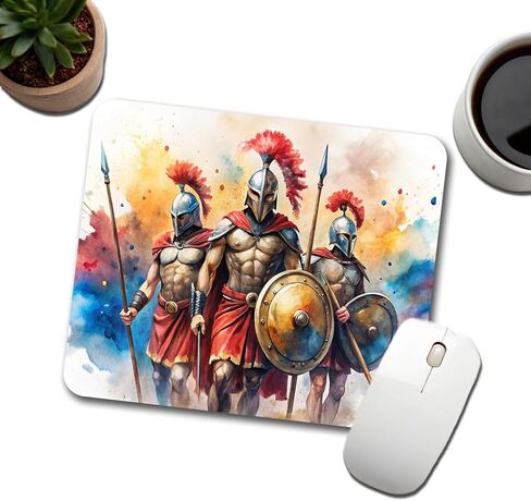 Greek Warriors Spartans Watercolor Low Profile Mouse Pad Mat in Kuwait