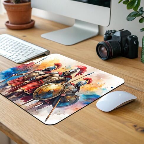 Greek Warriors Spartans Watercolor Low Profile Mouse Pad Mat in Kuwait