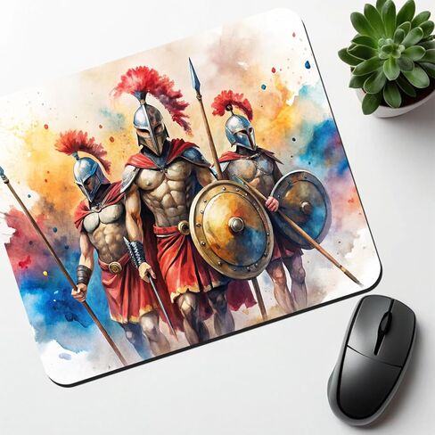 Greek Warriors Spartans Watercolor Low Profile Mouse Pad Mat in Kuwait