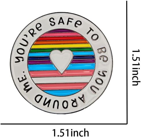 دبوس المينا، أنت آمن لتكون أنت حولي، دبوس طية صدر السترة، هدية لشركاء عشاق المراهقين من LGBT، شارة زر على شكل قلب قوس قزح، هدية لشركاء عشاق المراهقين من LGBT، ديكور DIY، دبوس على حقيبة قماش القميص in Kuwait