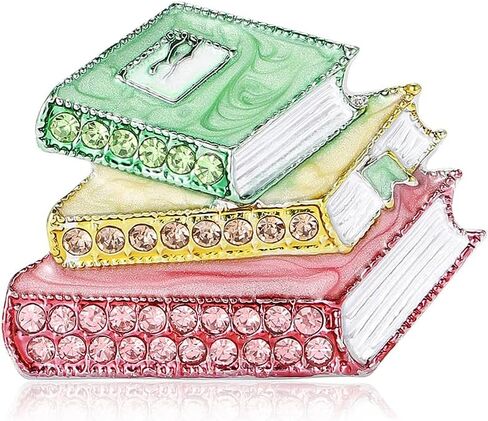 Enamel/Rhinestone Book Brooch and Pin for Women Librarian Book Jewelry Birthday Gifts for Librarians Reading Lovers in Kuwait