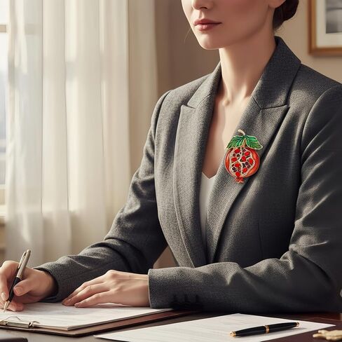 Rhinestone Pomegranate Brooch Pin for Women Red Enamel Green Leaf Fruit Cute Brooches Lapel Pins Exquisite Clothing Accessories Hats Bags Suit Tie Jewelry in Kuwait