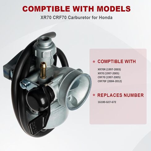 XR70 CRF70 Carburetor for Honda CRF70F 2004-2012 XR70R 1997-2003 XR70 CRF70 model 1997-2005 Replace 16100-GCF-672 in Kuwait