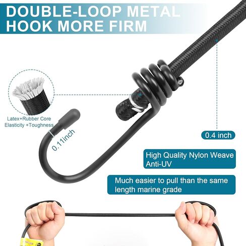 Strong 4PCS 50 Inch Car Cover Gust Straps with Heavy Duty Clips and Double Ring Metal Hook,Fit for Most Cars, Sedans, SUVs, Trucks, Vans, Caravans,Motorcycles, Boat in Saudi Arabia