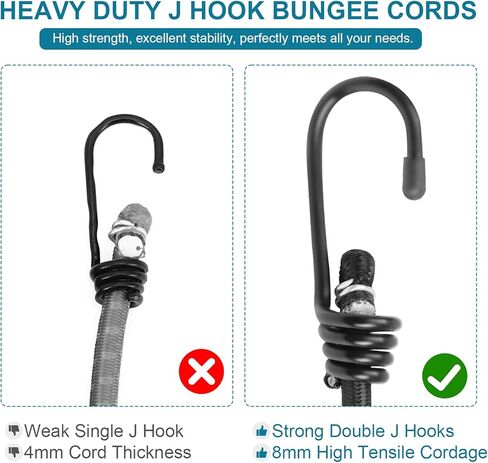 Strong 4PCS 50 Inch Car Cover Gust Straps with Heavy Duty Clips and Double Ring Metal Hook,Fit for Most Cars, Sedans, SUVs, Trucks, Vans, Caravans,Motorcycles, Boat in Saudi Arabia