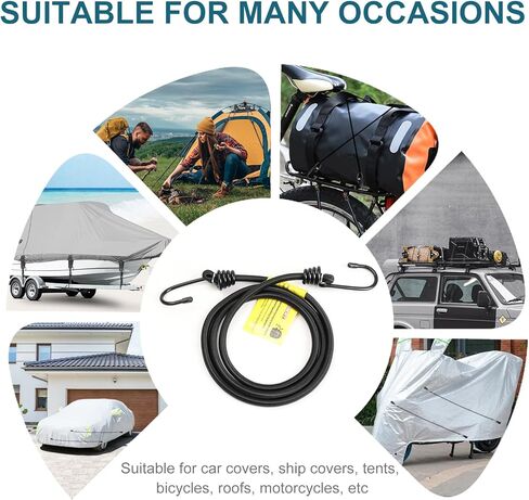 Strong 4PCS 50 Inch Car Cover Gust Straps with Heavy Duty Clips and Double Ring Metal Hook,Fit for Most Cars, Sedans, SUVs, Trucks, Vans, Caravans,Motorcycles, Boat in Saudi Arabia