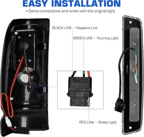 LED Tail Light + 3rd Brake Light Kit for Dodge Ram 1500 1994-2001, for Dodge Ram 2500 3500 1994-2002, Rear Brake Cargo Lamp Taillight Assembly, Black Housing Smoke Lens in Saudi Arabia