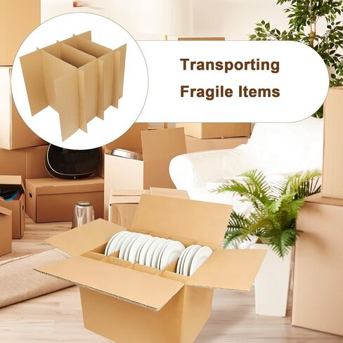 4 Sets Glass Dividers for Moving Boxes, Cardboard Dividers for Boxes Fit 16x12x12 Moving Boxes, Wine Glass Storage Box with Dividers (Box Not Included) in Kuwait
