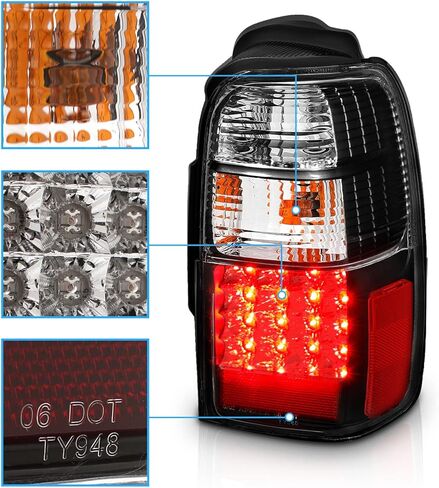 AmeriLite for 1996-2002 Toyota 4Runner LED Replacement Black Tail Lights Assembly Set - Passenger and Driver Side in Kuwait