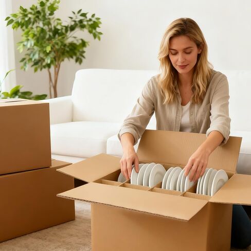 4 Sets Glass Dividers for Moving Boxes, Cardboard Dividers for Boxes Fit 16x12x12 Moving Boxes, Wine Glass Storage Box with Dividers (Box Not Included) in Kuwait