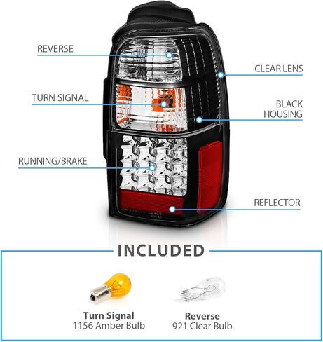 AmeriLite for 1996-2002 Toyota 4Runner LED Replacement Black Tail Lights Assembly Set - Passenger and Driver Side in Kuwait