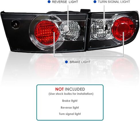 SPEC-D TUNING Black Housing Clear Lens Tail Lights Compatible with 2003-2005 Honda Accord 4Dr Sedan, Left + Right Pair Assembly in Kuwait