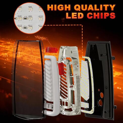 أضواء خلفية LED متتابعة كاملة تناسب 1988-1999 Chevy GMC C/K بيك اب شاحنة سيلفرادو تاهو سوبربان سييرا يوكون ديناميكية بدوره إشارة ضوء الفرامل عكس الضوء بدء مجموعة الضوء الخلفي المتحركة in Kuwait