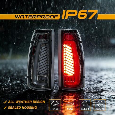 أضواء خلفية LED متتابعة كاملة تناسب 1988-1999 Chevy GMC C/K بيك اب شاحنة سيلفرادو تاهو سوبربان سييرا يوكون ديناميكية بدوره إشارة ضوء الفرامل عكس الضوء بدء مجموعة الضوء الخلفي المتحركة in Kuwait