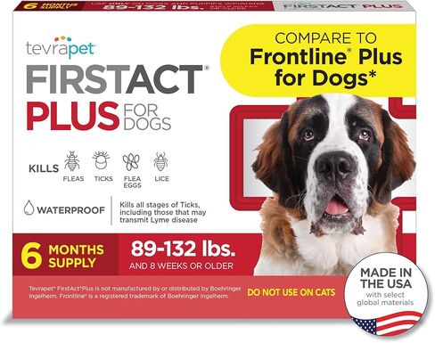FirstAct Plus Flea Treatment for Dogs, Extra Large Dogs 89+ lbs, 6 Doses, Same Active Ingredients as Frontline Plus Flea and Tick Prevention for Dogs in Kuwait