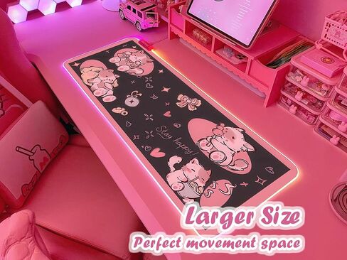 JMIYAV Pink RGB Gaming Mouse Pad 31.5x12 Inch PC XL Large Extended Glowing Led Light Up Desk Pad Non-Slip Rubber Base Computer Cute Mousepad Mat Desk Accessories Gaming Setup 2-7-1030-2 in Saudi Arabia