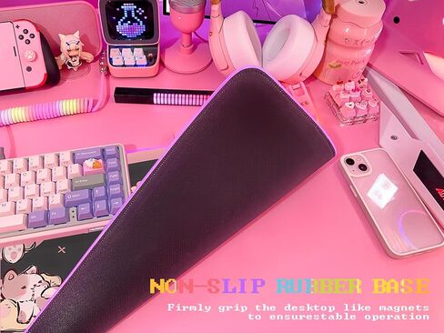 JMIYAV Pink RGB Gaming Mouse Pad 31.5x12 Inch PC XL Large Extended Glowing Led Light Up Desk Pad Non-Slip Rubber Base Computer Cute Mousepad Mat Desk Accessories Gaming Setup 2-7-1030-2 in Saudi Arabia