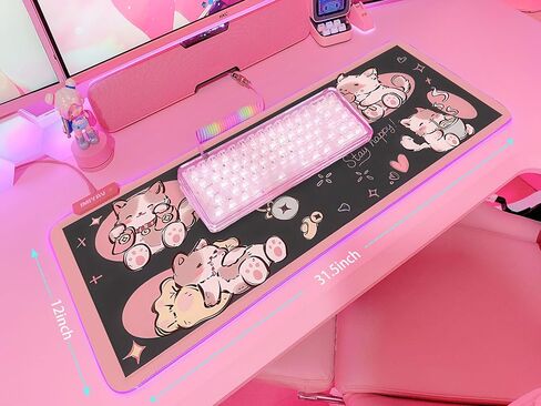 JMIYAV Pink RGB Gaming Mouse Pad 31.5x12 Inch PC XL Large Extended Glowing Led Light Up Desk Pad Non-Slip Rubber Base Computer Cute Mousepad Mat Desk Accessories Gaming Setup 2-7-1030-2 in Saudi Arabia