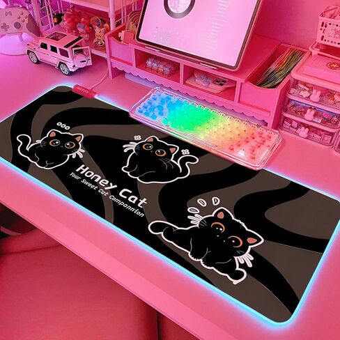 JMIYAV Pink RGB Gaming Mouse Pad 31.5x12 Inch PC XL Large Extended Glowing Led Light Up Desk Pad Non-Slip Rubber Base Computer Cute Mousepad Mat Desk Accessories Gaming Setup 2-7-1030-2 in Saudi Arabia