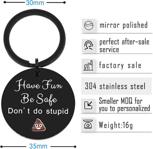 هدايا للمراهقات للابن والابنة هدية عيد ميلاد من الأم للمراهقين والأولاد والبنات استمتعوا بالأمان ولا تفعلوا سلسلة مفاتيح غبية (أسود مستدير)، 1.97 بوصة × 1.10 بوصة in Kuwait
