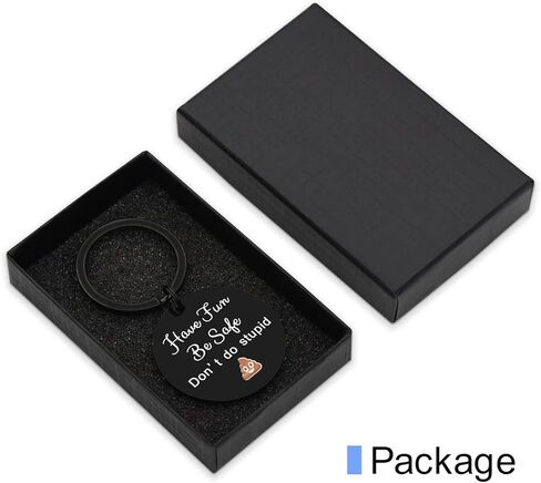 هدايا للمراهقات للابن والابنة هدية عيد ميلاد من الأم للمراهقين والأولاد والبنات استمتعوا بالأمان ولا تفعلوا سلسلة مفاتيح غبية (أسود مستدير)، 1.97 بوصة × 1.10 بوصة in Kuwait