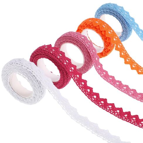 5 قطع من شريط الدانتيل ذاتي اللصق من BESPORTBLE، ملصقات زخرفة واشي قطنية مخفية بتصميم مجوف شريط دانتيل مزخرف للحرف اليدوية، سجل القصاصات، صناعة البطاقات، تزيين القرطاسية in Kuwait