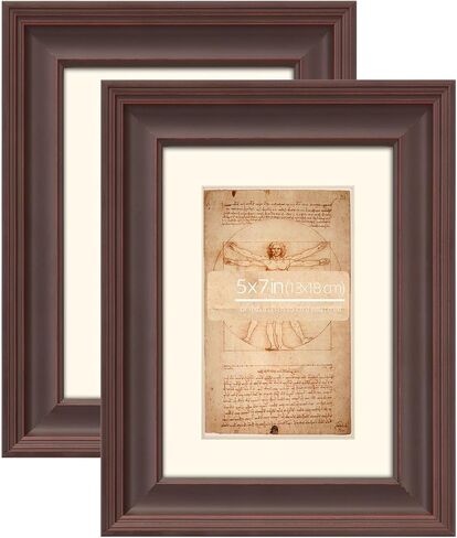 11x14 Espresso Beveled Design Classic Wooden Picture Frame, Matted for 8x10 inches Photos, Paitings or artworks, Real Glass, Horizontal or Vertical Wall Mount Display in Saudi Arabia