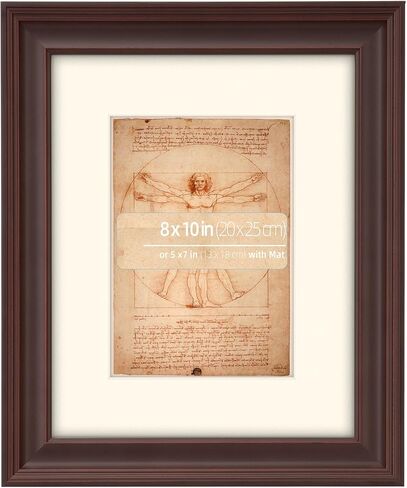 11x14 Espresso Beveled Design Classic Wooden Picture Frame, Matted for 8x10 inches Photos, Paitings or artworks, Real Glass, Horizontal or Vertical Wall Mount Display in Saudi Arabia