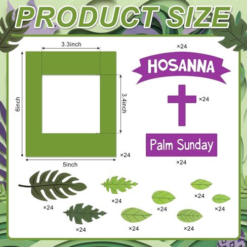24 مجموعة من إطارات صور ورقية من Burbell مكونة من 24 قطعة للأطفال من Hosanna Holy Week DIY إطار صور من ورق النخيل والحرف الفنية لأسبوع عيد الفصح المقدس ومستلزمات أنشطة الكنيسة في مدرسة الأحد المسيحية in Saudi Arabia