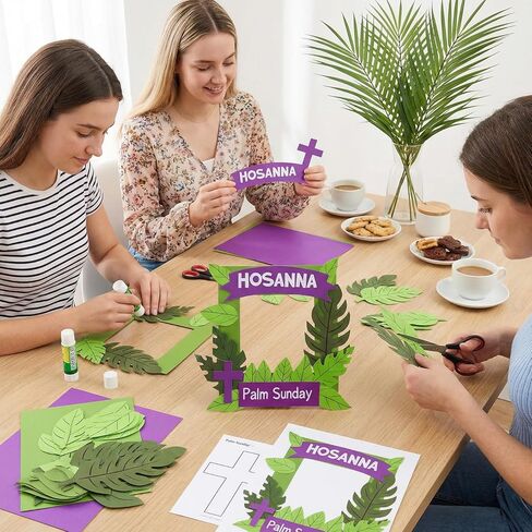 24 مجموعة من إطارات صور ورقية من Burbell مكونة من 24 قطعة للأطفال من Hosanna Holy Week DIY إطار صور من ورق النخيل والحرف الفنية لأسبوع عيد الفصح المقدس ومستلزمات أنشطة الكنيسة في مدرسة الأحد المسيحية in Saudi Arabia