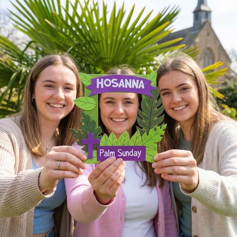 24 مجموعة من إطارات صور ورقية من Burbell مكونة من 24 قطعة للأطفال من Hosanna Holy Week DIY إطار صور من ورق النخيل والحرف الفنية لأسبوع عيد الفصح المقدس ومستلزمات أنشطة الكنيسة في مدرسة الأحد المسيحية in Saudi Arabia