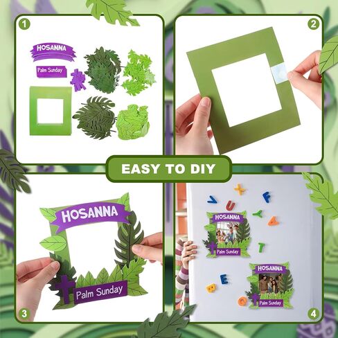 24 مجموعة من إطارات صور ورقية من Burbell مكونة من 24 قطعة للأطفال من Hosanna Holy Week DIY إطار صور من ورق النخيل والحرف الفنية لأسبوع عيد الفصح المقدس ومستلزمات أنشطة الكنيسة في مدرسة الأحد المسيحية in Saudi Arabia