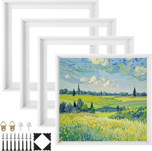 4Pcs Canvas Frame, 12"x12" Canvas Floater Frames, Floating Frame for Wall Art Oil Painting Paint Living Room Decor (White) in Kuwait